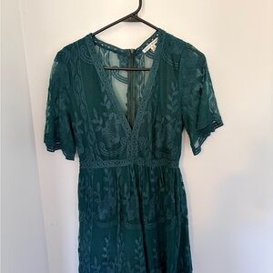 Haute Monde Teal Midi Dress